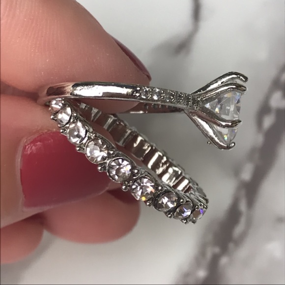 Sterling Silver ring band engagement set - Picture 6 of 8